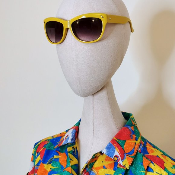 Yellow Retro Wayfarer Style Sunglasses Purple Lens - Picture 6 of 9